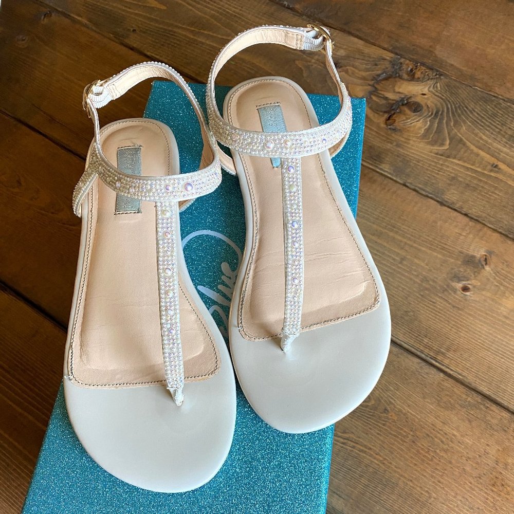 Betsey Johnson White Beaded Bridal Sandals